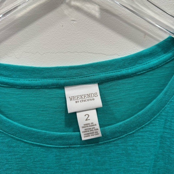 Weekends By Chico’s Fine Knit Casual Top in Teal Size 2 - Picture 3 of 5